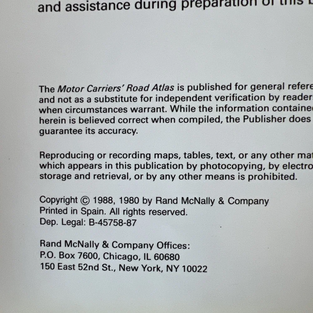 Rand McNally 1988 Deluxe Motor Carriers' Road Atlas United States Canada Mexico